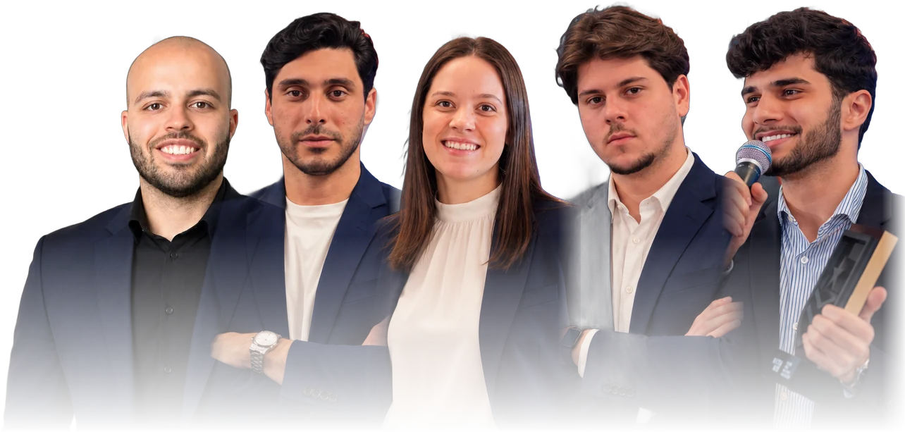 Matheus, Reginaldo, Isabela, Igor e Caio, líderes comerciais da Vokta Capital
